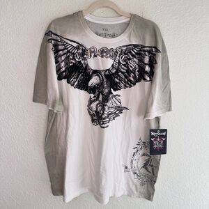 Konquest Shirt Mens XXL Eagle Skull Metallic Tee Tshirt Y2K Grunge Goth NEW 2XL